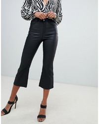 Missguided High Rise Kick Flare Jeans In Black