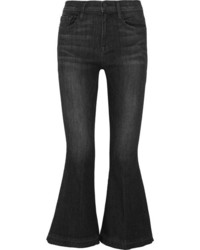 Frame Le Crop Bell Frayed Mid Rise Flared Jeans Black