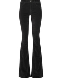MiH Jeans Mih Jeans Skinny Marrakesh Mid Rise Stretch Velvet Flared Pants Black