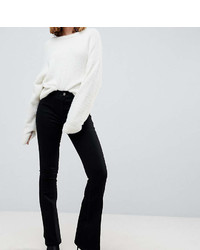 Asos Petite Design Petite Bell Flare Jeans In Clean Black With Pressed Crease
