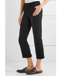 L'Agence Serena Cropped Mid Rise Bootcut Jeans Black