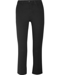 L'Agence Serena Cropped Mid Rise Bootcut Jeans Black