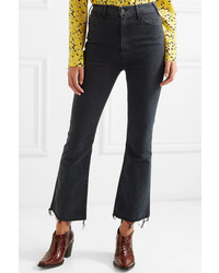 Mother The Hustler Cropped Frayed High Rise Flared Jeans