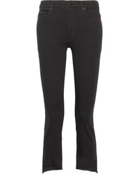Mother The Insider Crop High Rise Flared Jeans Black