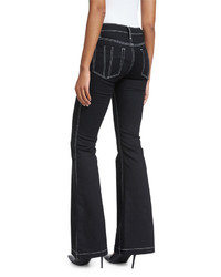 Burberry Topstitched Flare Leg Jeans Black