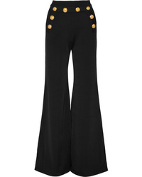 Balmain Button Embellished Stretch Knit Flared Pants