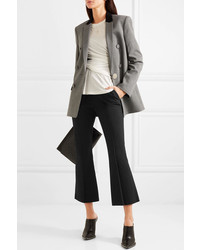 T by Alexander Wang Cropped Intarsia Cotton Blend Twill Flared Pants