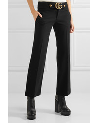 Gucci Cropped Stretch Jersey Flared Pants Black