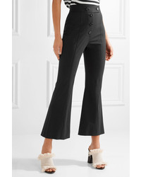 Proenza Schouler Cropped Stretch Wool Flared Pants Black