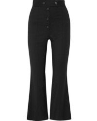 Proenza Schouler Cropped Stretch Wool Flared Pants Black