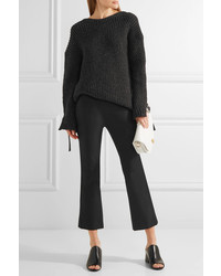 Theory Erstina Cropped Stretch Cotton Blend Flared Pants Black