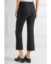 Theory Erstina Cropped Stretch Cotton Blend Flared Pants Black