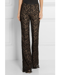 Michael Kors Michl Kors Collection Corded Cotton Blend Lace Flared Pants Black