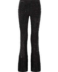 Michael Kors Michl Kors Collection Sequined Stretch Tulle Flared Pants Black