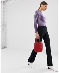 Pieces Ribbed Flared Trousers