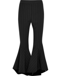 Ellery Sinuous Pinstriped Crepe Flared Pants Black