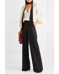Dolce & Gabbana Stretch Wool Blend Flared Pants Black