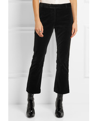 Frame Velvet Cropped Velvet Flared Pants Black