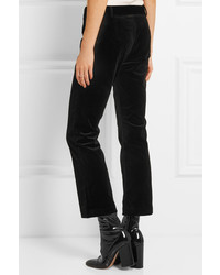 Frame Velvet Cropped Velvet Flared Pants Black