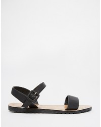 Daisy Street Black Flat Sandals