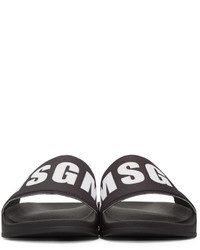 MSGM Black Logo Slide Sandals