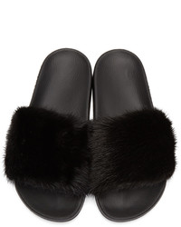 Givenchy Black Mink Beach Slide Sandals