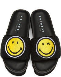 Joshua Sanders Black Smile Slide Sandals