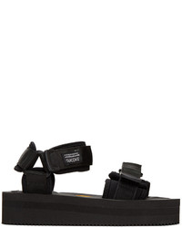 Suicoke Black Velcro Straps Flatform Sandals