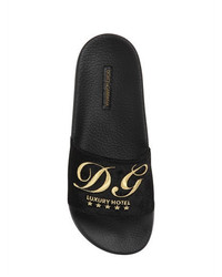 Dolce & Gabbana 20mm Logo Embroidery Velvet Slides