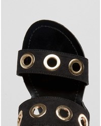 Glamorous Eyelet Strap Flat Sandals