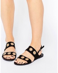 Glamorous Eyelet Strap Flat Sandals