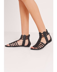 Missguided Strappy Flat Gladiator Sandals Black