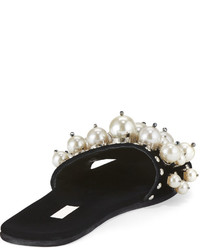 Miu Miu Pearly Velvet Slide Sandal