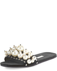 Miu Miu Pearly Velvet Slide Sandal