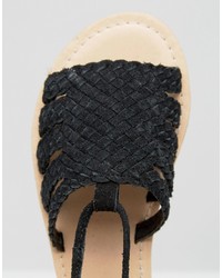 Boohoo Plaited Lace Up Flat Sandal