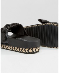 Sixty Seven Sixtyseven Black Bow Slide Flat Sandals