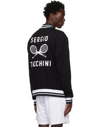 Sergio Tacchini Black Retro Tennis Bomber Jacket