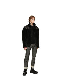 Neil Barrett Black Shearling And Leather Jacket