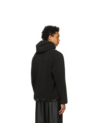 Rains Black Fleece Pull Over Hooded Jacket