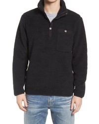 The Normal Brand Henry Fleece Half Zip Pullover In Black At Nordstrom