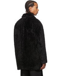 AMOMENTO Black Sherpa Fleece Oversized Half Coat