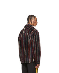 Napa By Martine Rose Red Striped Fleece Button Up Jacket