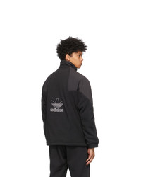 adidas Originals Black Polar Fleece Big Trefoil Half Zip Track Jacket
