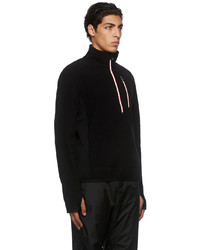 MONCLER GRENOBLE Black Zip Mock Polo Neck Sweatshirt