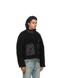 Reese Cooper®  Black Sherpa Zip Up Sweater