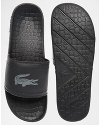 lacoste fraisier croc sliders in black