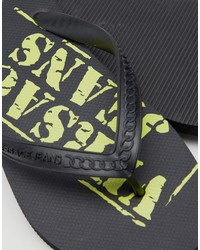 Versace Jeans Flip Flop With Logo In Black