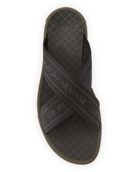 Giorgio Armani Logo Jacquard Thong Sandal Blackbrown