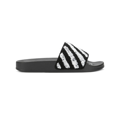 black and white striped flip flops