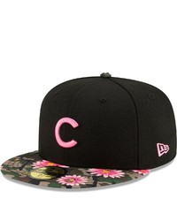 New Era Black Chicago Cubs Floral Morning 59fifty Fitted Hat